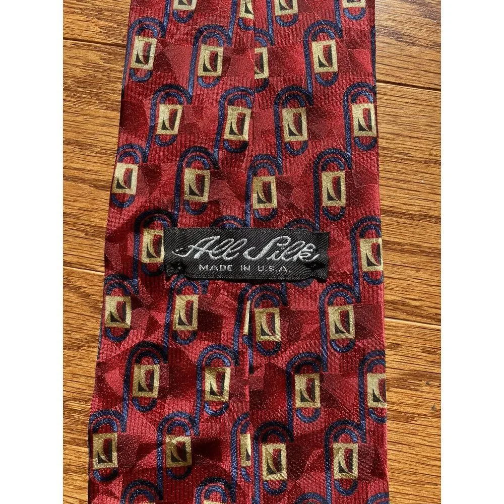 All‎ Silk Red Blue Gold Tie